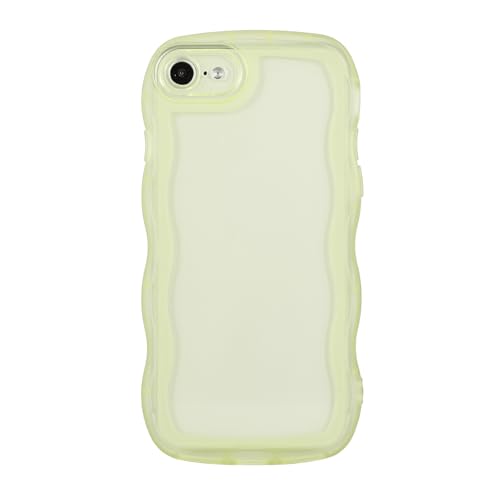 Eiyikof Funda transparente compatible con iPhone 6S/6, bonito marco de ondas rizadas de color sólido, silicona suave, antiarañazos, a prueba de golpes, funda protectora delgada para mujeres y niñas,
