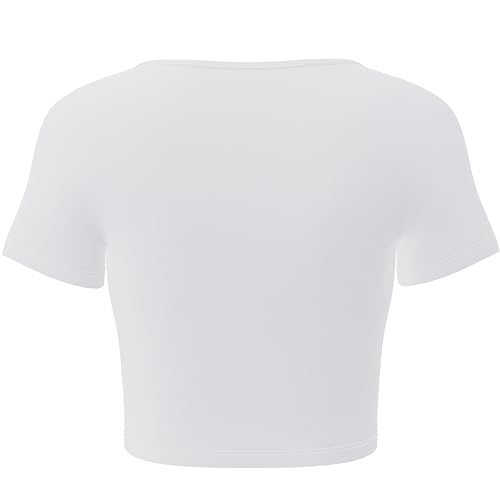 Basic Crop Tops for Women Short Sleeve T-Shirts Scoop Neck Cropped Shirts Women's Crop Top Cute Summer Tops Slim Fit Tees3