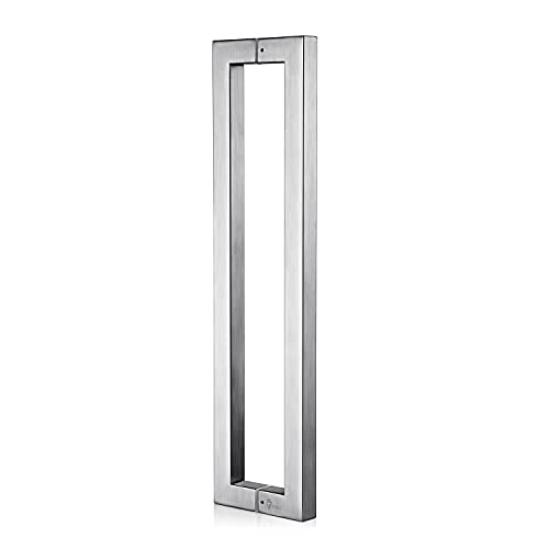TOGU TG-R3030 Heavy Duty Commercial Grade 600mm/24 inches Square/Rectangle Shape Solid 1.2mm Thick Stainless Steel 304 Push Pull Door Handle, Full Brushed Stainless Steel Finish