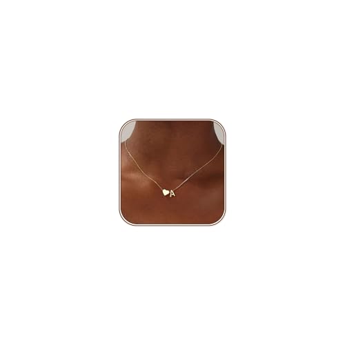 Turandoss Heart Initial Necklace for Women - 18K Gold Plated Letter A Pendant Necklace Dainty Heart...