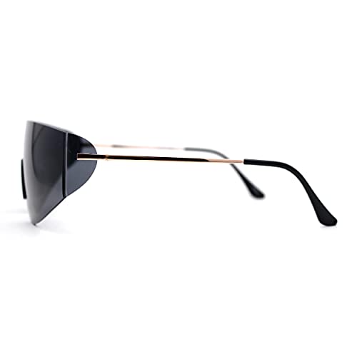 Retro Robotic Shield Rimless Sport Oversize Sunglasses3