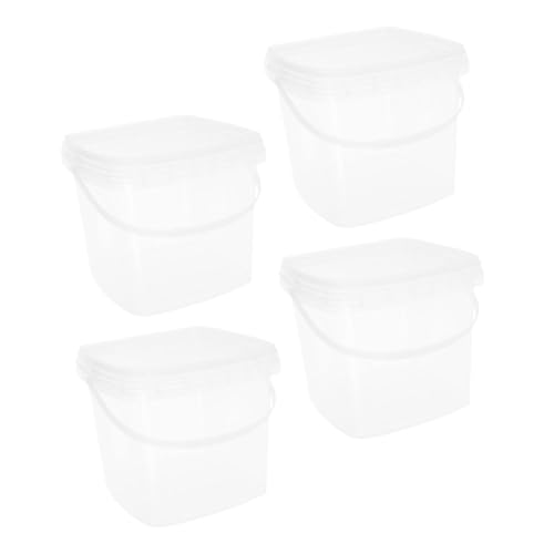 STOBAZA 4pcs Plastic Buckets Lids Gallon Size Paint Food Milk Storage Trick or Treat Kitchen Garage Bathroom