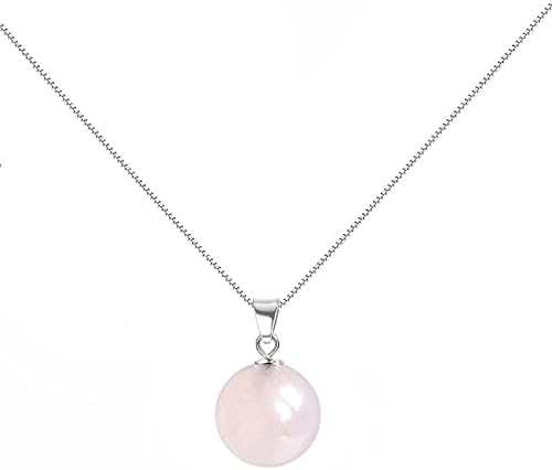 Nearawing Dazzling Raw Pink Rose Quartz Crystal Pendant Necklace with 925 Sterling Silver Chain - Handmade Healing Chakra Stone Jewelry for Women(rose-quartz3)
