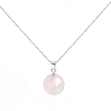 Nearawing Dazzling Raw Pink Rose Quartz Crystal Pendant Necklace with 925 Sterling Silver Chain - Ha