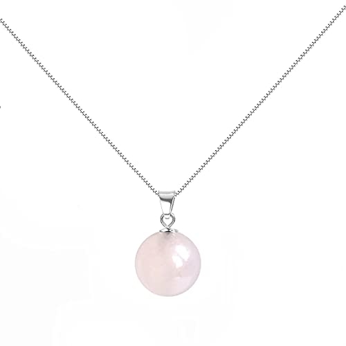 Nearawing Dazzling Raw Pink Rose Quartz Crystal Pendant Necklace With 925 Sterling Silver Chain - Handmade Healing Chakra Stone Jewelry For Women(Rose-Quartz3) #TOP1