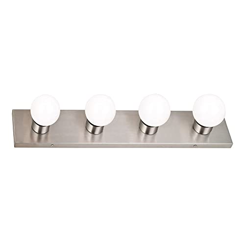 Design House 519298 Contemporary 4-Light Indoor Vanity Light Dimmable for Bathroom Bedroom Vanity Makeup, Satin Nickel
