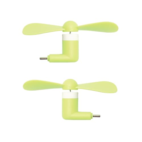 Image of USB Type C Mini Fan Pack of 2 for Mobile Phone Portable Flexible Cooling Fan Compact Pocket Travel Gadget for Android Smartphones OTG Plug & Play Silent Personal Cooling Fan Green Color