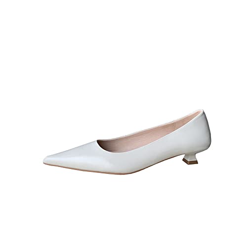 TinaCus Women's Pointed Toe Patent Leather Handmade Kitten Heels Slip On Dress Pumps Shoes