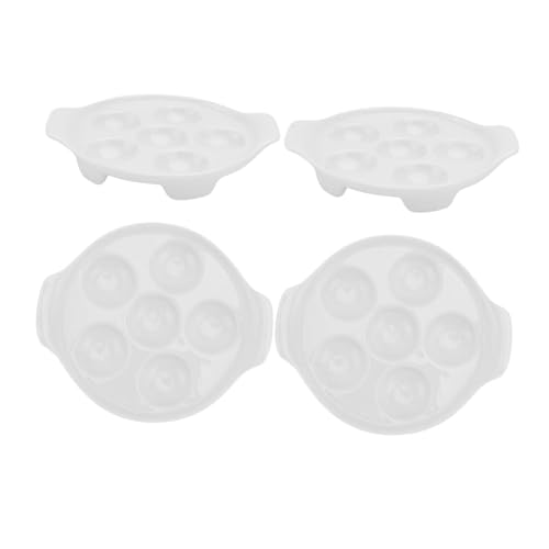 IMIKEYA 4 piezas Plato Cerámico para Caracoles Unidades Bandeja para Servir Huevos Rellenos y Escargot Diseño Francés Elegante para Cenas y Reuniones Familiares