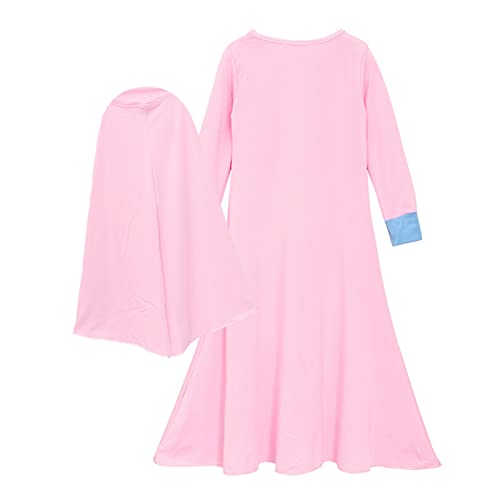 Kids Prayer Dress Muslim Clothes for Girls Long Sleeve Ramadan Abaya with Hijab Maxi Islamic Eid Outfits Set 2pcs2