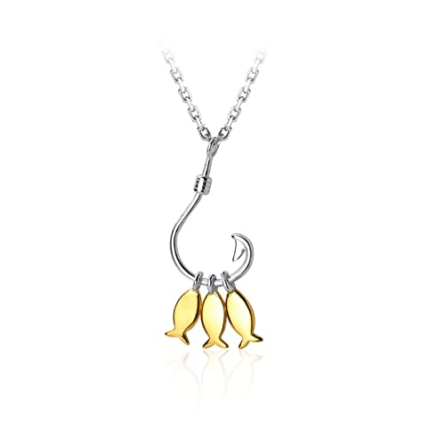 Chaînes en argent pour femmes avec collier pendentif mignon poisson S925 - 4