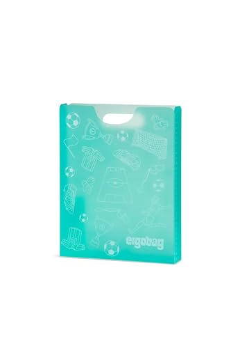 ergobag Heftebox DIN A4 inkl. Griff für mehr Ordnung im Schulranzen, durchsichtig und stabil Fussball - Grün