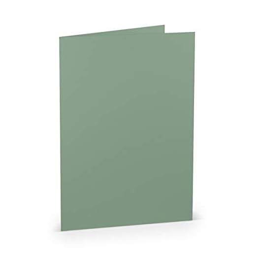 PAPERADO 75 fällbara kort DIN A5 Eucalyptus räfflade – Dubbla kort förvikta tomt 220 g/m² – 14,8 x 21 cm – Vikbara kort pyssel inbjudningskort bröllop kommunion
