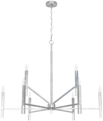Hunter - Sunjai 9-light Brushed Nickel, Extra Large Chandelier, Dimmable, Formal Style, Candle Shaped, for Bedrooms, Kitchens, Dining, Living Rooms - 19520