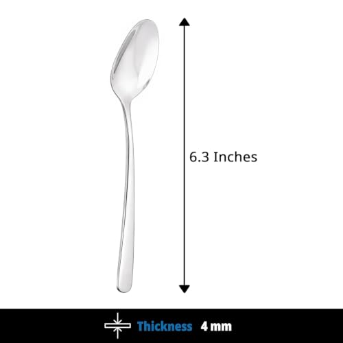 Image of Culinex 18 /8 Premium Stainless Steel 6.3 inch Tea Spoon Set of 12 for Dining Table, Kitchen - Dora| Small Spoons Ideal for Tea, Coffee, Spices, Dessert, Silver Rustproof Flatware By thinKitchen