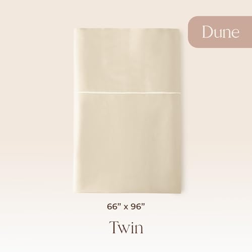 Image of Certified Organic Twin Flat Sheet Only - 100% Organic Cotton Top Sheet with Luxurious Soft and Breathable 300 Thread Count Sateen Weave Finish - GOTS & Fairtrade Certified (Dune, Twin)