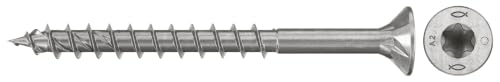 fischer Spanplattenschraube PowerFast II CTP 4,0 x 40 A2 200, Senkkopf, Innenstern-TX-Aufnahme, Teilgewinde, Edelstahl A2… – Ansicht 1