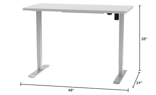 FLEXISPOT EN1 One-Piece Standing Desk, 48 x 24 Inches Electric Height Adjustable Desk for Home Office (White Frame + White Desktop)
