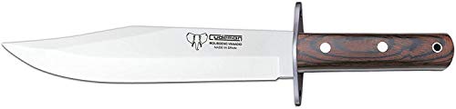Cudeman Cuchillo 117-R Hoja de Acero Inoxidable ACX-380 de 19,5 cm empuñadura de estamina roja de 13,5 cm para Caza, Pesca, Supervivencia y bushcraft + Portabotellas Regalo