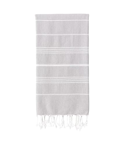 [2 Pack Sale] Turkish Beach Towel Lightweight Oversized 39"X71" Prewashed,%100 Cotton,Sand Free,Bath Towel,Absorbent,Quick Dry For Pool,Spa,Travel,Camping,Picnic Blanket,Fitness,Yoga (Lightgrey) #TOP2