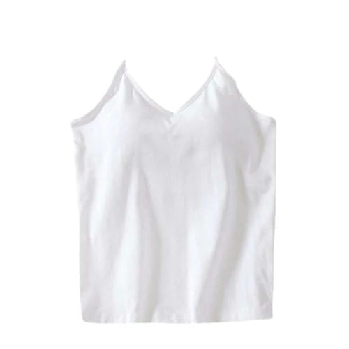 Caraco en coton pour femme avec soutien-gorge intégré et col en V décontracté sans manches