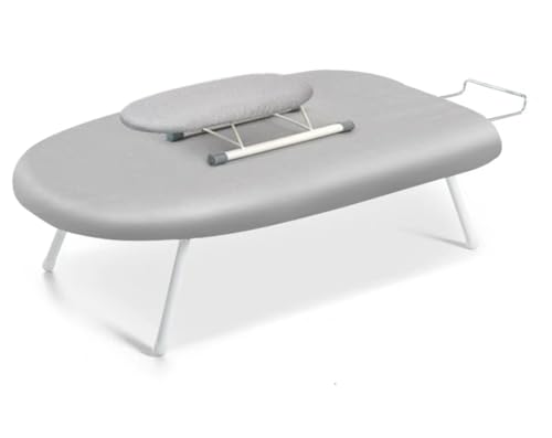 プロアイロン台 アイロン台 舟型 コンパクト スタンド式 フック付き 滑り止めマット付き 耐熱省スペース 通気性ニット綿 鋼フレーム アイロンテーブル 卓上 折り畳み式 軽量折りたたみ式アイロン台袖/襟/のための家庭用デスクトップアイロンツール(B)