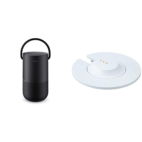 Bose Portable Smart Speaker - Altavoz portátil con Control de Voz Alexa Integrado, Color Negro & Base de Carga para Altavoces portátiles Home Speaker, Color Plateado