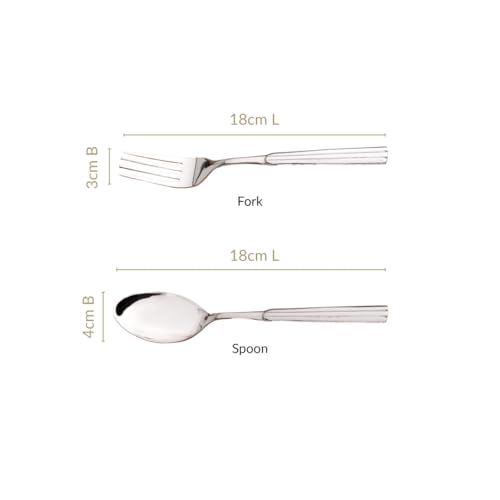 Image of Nestasia Stainless Steel Cutlery Set of 12 (18cm Each) - Dishwasher Safe & Rust Resistant Spoon & Fork Set - Fluted Cutlery Set for Dining Table, Kitchen & Gifting