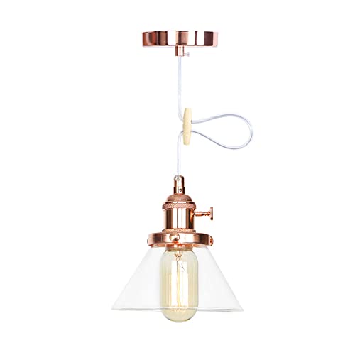 Lámpara colgante de oro rosa E27 para iluminar zonas oscuras con cristal limpio