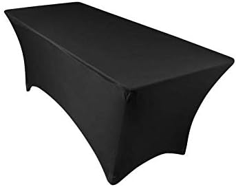 EL Event Linens6 Ft Rectangular Stretch Tablecloth -Spandex Tight Fit Table Cover-Dj, Tradeshows, Vendors Black