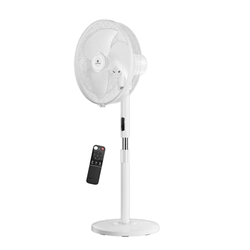 Image of atomberg SilenceAire Hi-Speed | | 400mm BLDC Pedestal Fan | 5-star rated | Home & Office | Silent Stand Fan | 60W | Remote | Height Adjustable | 2 Years Warranty (Snow White)