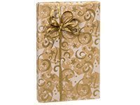 Kraft Metallic Gold Swirling Stars Holiday Wrap Paper - 16 Foot Roll