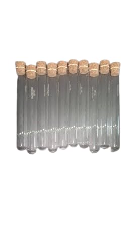 Borosilicate glass Test tube 18 x 150 mm round bottom with wooden cork with rim Pack Of 10