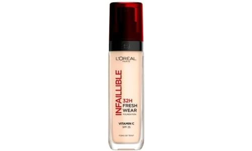 L'Oréal Paris Maquillaje resistente al agua y de larga duración, base líquida SPF 25 Infaillible 32H Fresh Wear, nº 10 Neutral Light, 30 ml