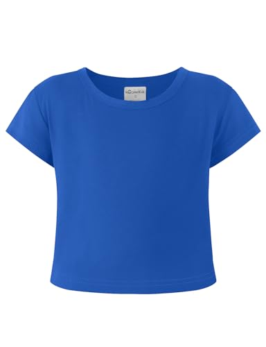 Image of Noomelfish Girls Short Sleeve Crop Tops Kids Summer Dance Cropped T-Shirts (5-14 Years)