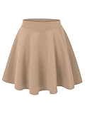 MBJ WB211 Women's Basic Versatile Stretchy Flared Skater Skirt for Girl XXL Khaki