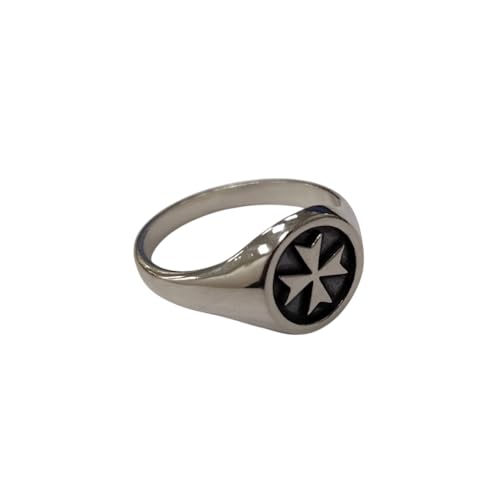 Bague Croix de Malte argent 925 massif chevalière style sceau fait main pour homme