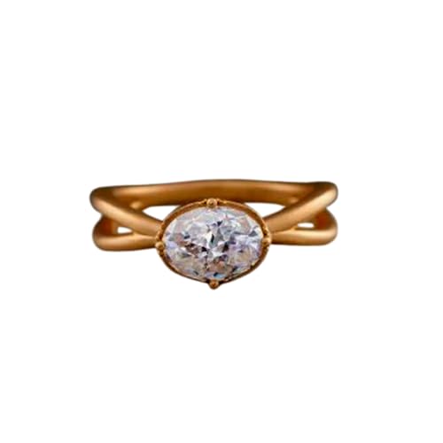 Bague de fiançailles ovale argent 925 plaqué or 14 carats femme moissanite DEF-VVS RNG-1322