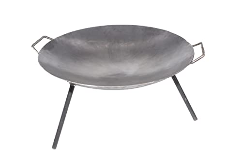 Fiesta Brands 22 Carbon Steel Discada with Removable Legs High Heat Cooking Skillet Disc BBQ Cowboy Wok (23 inches)