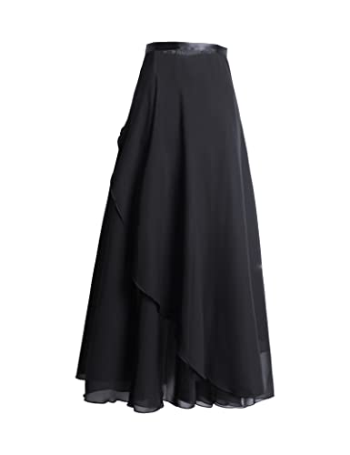 Phoeswan Dance Skirts For Women, Long Chiffon Ballet Skirt, Black Women'S Dance Wrap Skirt With Tie thumb #1