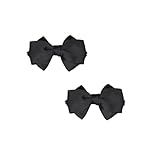 Douqu 8.5cm Bridal Wedding Black Cream Red Nude Blue Pink Wild Ribbon Bow Butterfly Shoe Clips (Black)