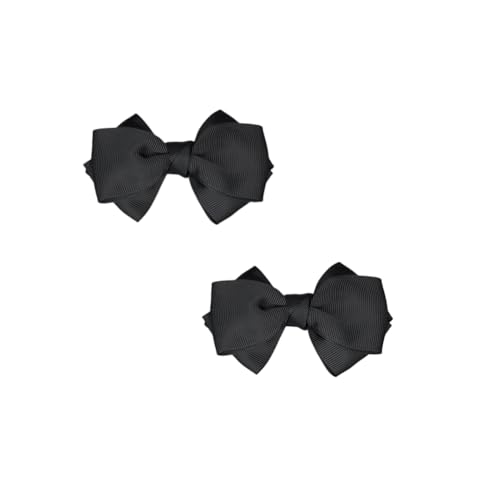 8.5cm Bridal Wedding Black Cream Red Nude Blue Pink Wild Ribbon Bow Butterfly Shoe Clips (Black)