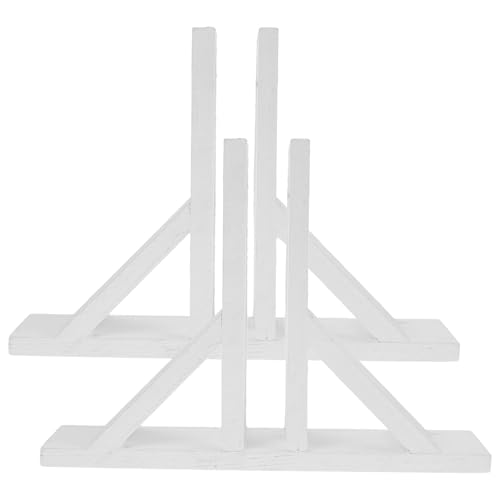Support de clôture en bois facile à assembler, embase stable Gatuida blanche x2