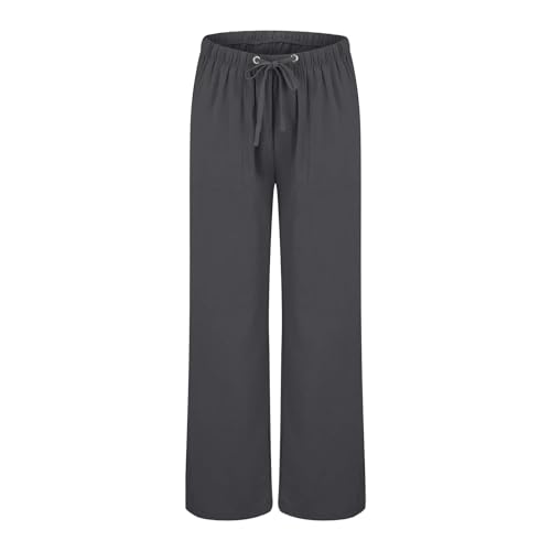Pantalones de playa de lino para mujer, informales, elásticos, de cintura alta, pierna ancha, holgados, cómodos, con bolsillos, pantalones cortos de verano para mujer, casuales, GY2, 5XL