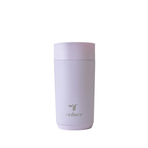REDUCE Perk 10oz Insulated Coffee Tumbler – Leak-Proof with Lockable Lid and Vacuum Insulation–Durable Stainless Steel–Fits Car Cup Holders–One-Handed Travel Mug in Sand Leopard Print-Gentle Lavender