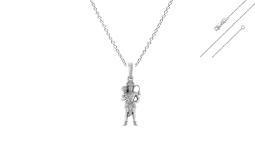 Pendentif Hanuman en argent pour retrouver sérénité et vitalité avec chaîne 55,9 cm