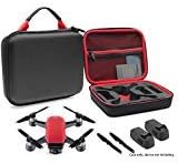 Compact Travel Case for DJI Spark Mini Quadcopter Drone, Slots for extra batteries and propellers, mesh pocket for USB cable and accessories
