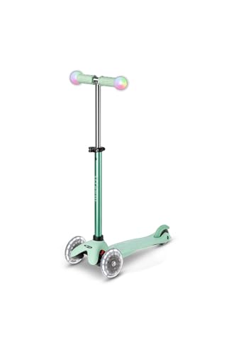 Micro Mobility Micro Mini2Grow Deluxe Magic LED Scooter aus Glasfaserverst&auml;rktem Kunststoff in der Farbe Mint f&uuml;r Kleinkinder, MMD357