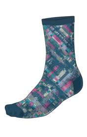 ENDURA Men's Patchwork Ltd Print Cycling Socks, Barra Blue, S-M