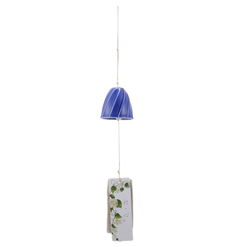 SHERCHPRY Carillon à Vent en Céramique de Style Japonerie Élégant pour Décoration Maison et Jardin, Ambiance Chaleureuse Pendentif Clochette Bleu Délicat